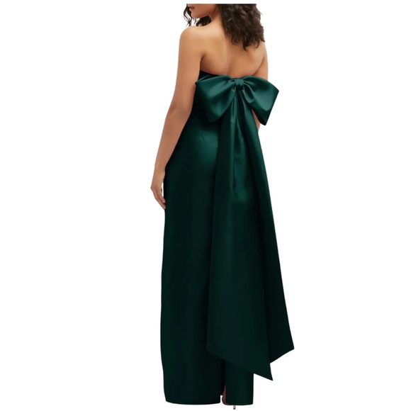 Alfred Sung Strapless Bow Back Satin Column Gown Evergreen Size 10 NWT - Picture 10 of 12